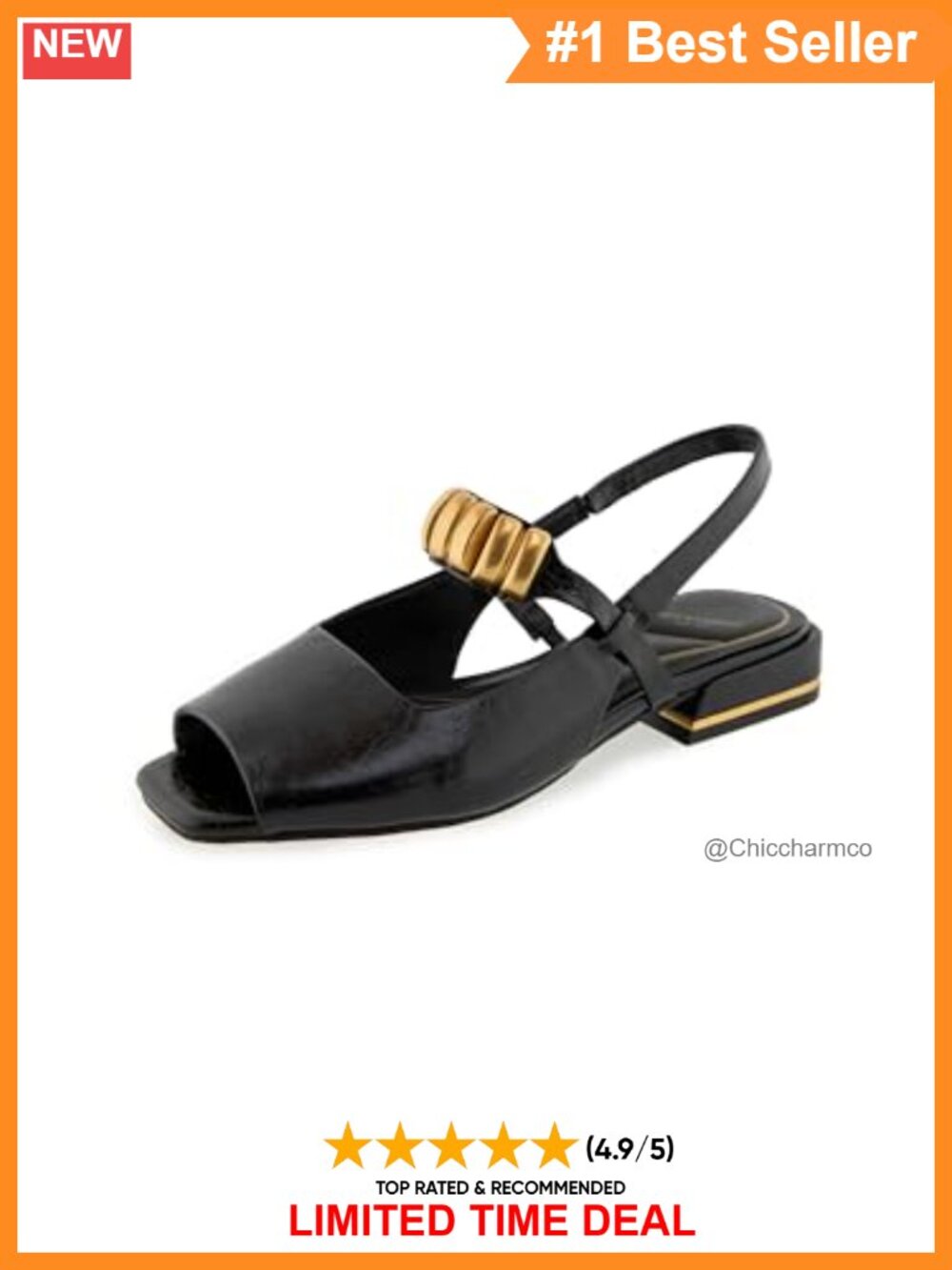 Kenneth Cole Illia Slingback Slide Sandals with Gold Hardware